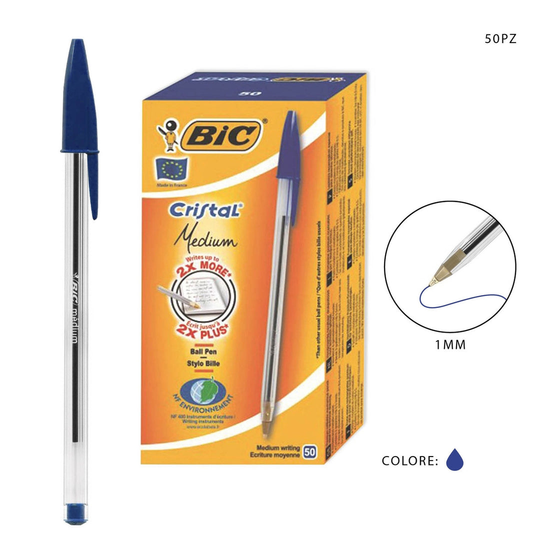 Bic - Penna Sfera Cristal 1Mm Blu