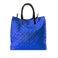 Valeria - Borsa Shopping a Mano in Pelle Metallizzata Stampa Borchie - FrasiBags