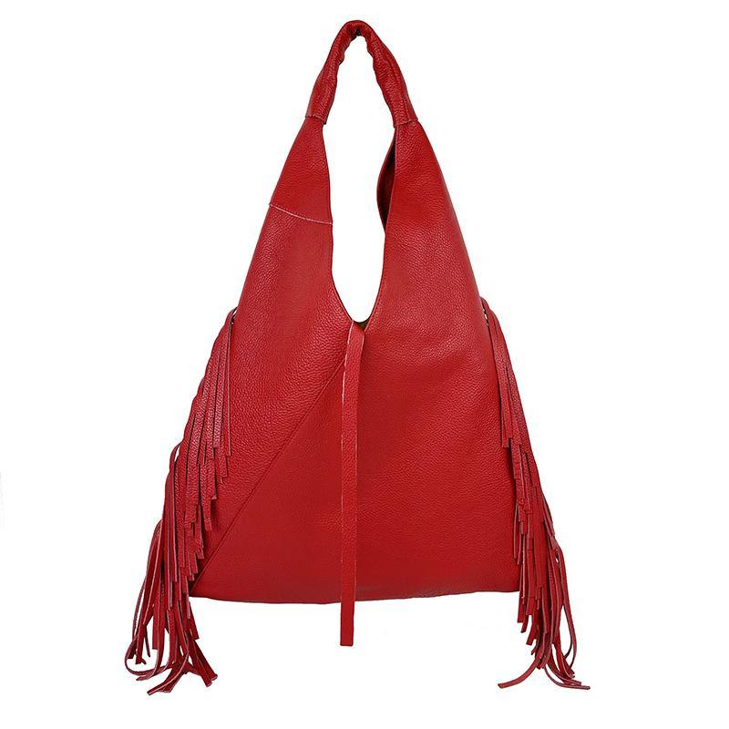 Sophie - Borsa Sacca in Pelle con Frange - FrasiBags