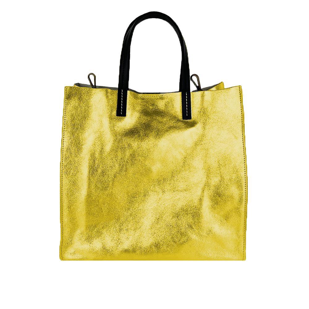 Valentina - Borsa Shopping a Mano in Pelle Metallizzata - FrasiBags