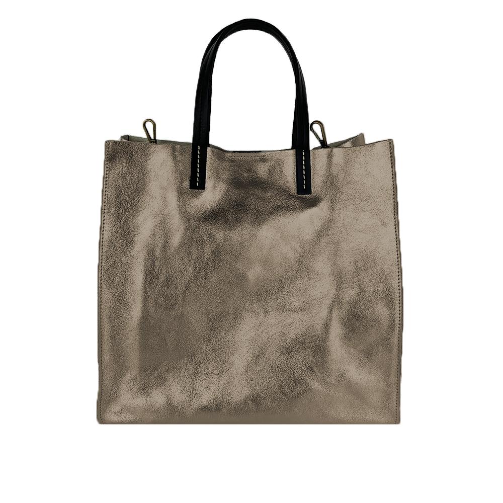 Valentina - Borsa Shopping a Mano in Pelle Metallizzata - FrasiBags